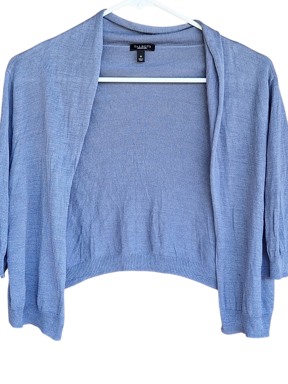 100% Silk M Sweater Shrug Cropped Cardigan Icy Blue Fairy Ballet Coquette